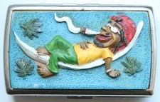 Cigarette Case Jamaican Rasta Man Metal Box