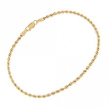 Made in Italy 9ct Yellow Gold Classic Rope Bracelet for Women or Men, 7.25 Inch