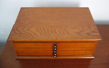 Vintage Five Tray Solid Oak / English Elm Coin Cabinet. 13.5" by 8.75".