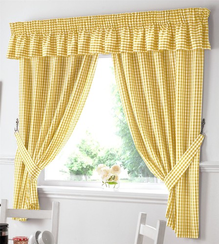 Gingham kitchen curtains - kitchen, or