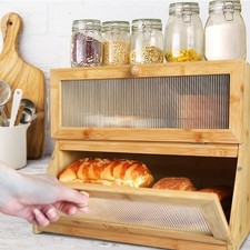 Large Bamboo Bread Bin Double