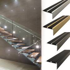 ALUMINIUM STAIR NOSING EDGE TRIM STEP NOSE EDGING NOSINGS FOR CARPET WOOD A37