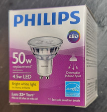 10pk Philips LED GU10 Bulbs - Bright White Light - Dimmable indoor spot
