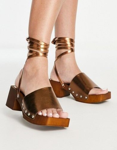 Topshop clogs willa bronze - topshop,