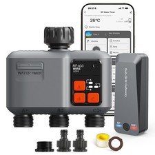 Smart WiFi Water Timer 3 zone for Irrigation with 984 Feet RF Gateway 3 Outlet