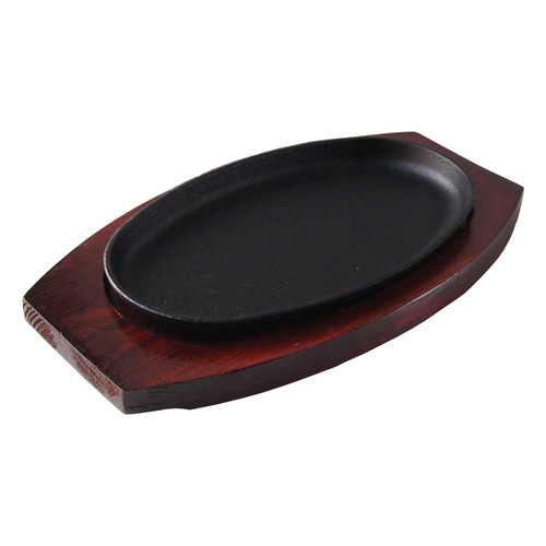 Cast iron oval sizzling plate - iron,