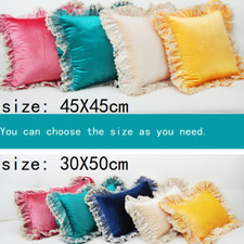 1PC Velvet Cushion Cover Lace Ruffle Solid Pillow Case Home Bed Sofa Car Decor