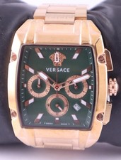 Luxury Versace Quartz Chronograph Green Dial Date Men Wristwatch Keep Good Time