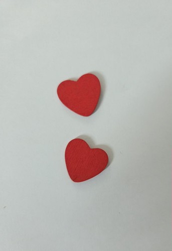 45x small red - wooden, hearts