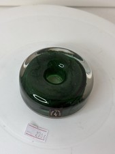 Rare Green Langham Glass Candle Holder Paperweight M