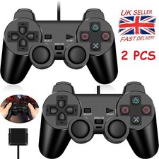 2PCS For PlayStation 2 PS2 Black Wired Game Controller Gamepad Joypad UK STOCK
