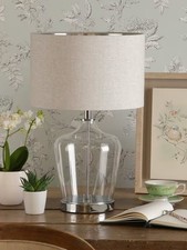 Laura Ashley Ockley Glass Vase Touch Table Lamp - Polished Chrome/Grey A