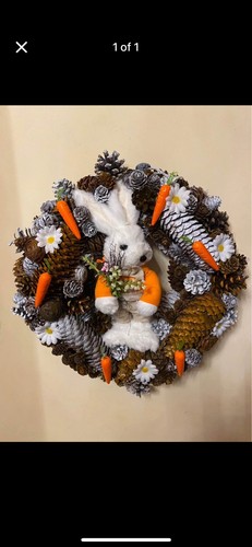 Rabbit pinecone wreath - rabbit,