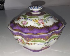 Antique Sevres Style French Porcelain Bowl & Cover