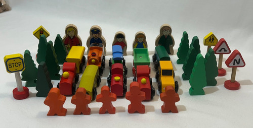 Wooden trains trees - wooden,
