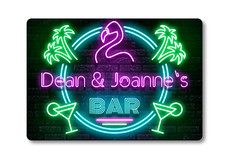 Personalised Bar Sign METAL Plaque Eighties Neon Cocktail Style. Home Pub 80s 