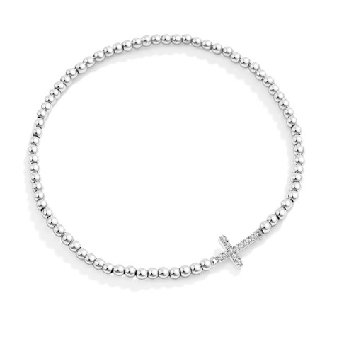 Mint lily beaded cross - mint,