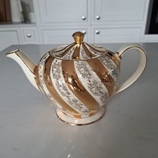 Vintage Sadler gold swirl and intricate floral teapot  Art Deco cottagecore