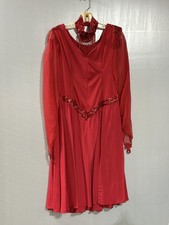 Vtg Ballroom Dancing Dress Red