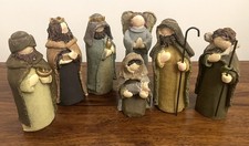 Beautiful Vintage Textured Resin Nativity Scene Figures Set Of 7