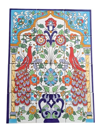 Hand painted peacock tile - peacock,
