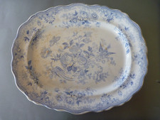 Antique Asiatic Pheasants Platter H&C - Large 15.25 x 12.5" or 39 x 32 cm - Blue