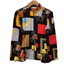 LEONARD SPORT floral print zip jacket, size LL, brown Women USED