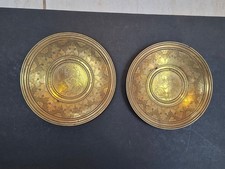 Pair Brass Engraved Dishes of