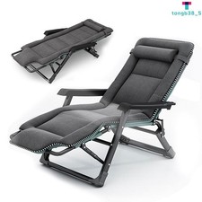 Folding Reclining Sun Lounger Chair Recliner Garden Outdoor Adjustable Guest Bed