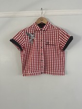 Fred Perry x Amy Winehouse Red And White Checked Bowling Shirt UK 12 - Scarce