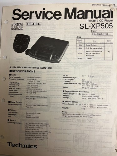 Technics xp505 portable cd - technics, sl-xp505
