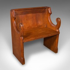 Antique Hall Settle, Scottish Oak Seat & A Half Bench, Gothic Revival, Victorian