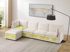 Modern White Modular Sofa with Storage & Accent Chair