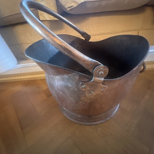 Copper coal scuttle bucket - coal,