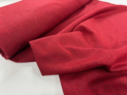 Red wool fabric - red, moon
