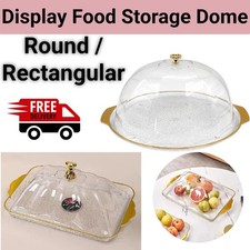 Transparent Plastic Cake Pastry Display Storage Dome Lid Textured Base Round/Rec