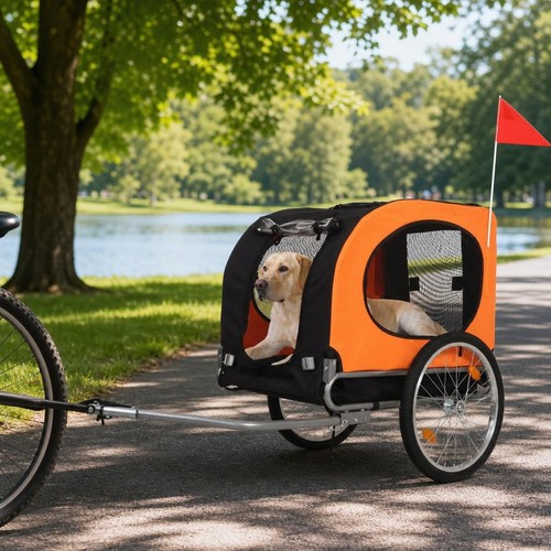 Collapsible dog bike trailer - dog,
