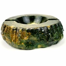 Vintage Romano Bianchi Alabaster Ashtray Heavy Stone 1960s  Rare Green Italy