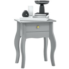 HOMCOM French Style End Table w/ Drawer, Curved Legs, Grey, Refurbished