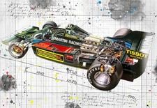 Line Tech Drawing Lotus 80 Essex Tissot Martini Classic Cutaway Art Poster Print