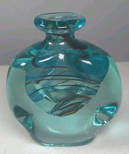 Vintage mdina blue green glass - blue,