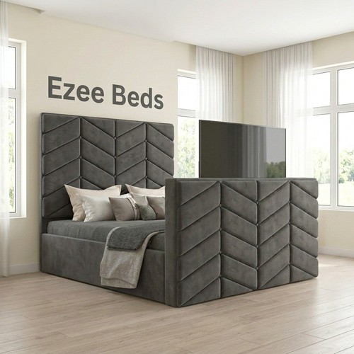 Chevron upholstered bed - chevron, tv