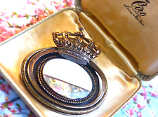 Ermani Bulatti Crown Brooch Signed Vintage 1980s Large Oval Copper and Abalone