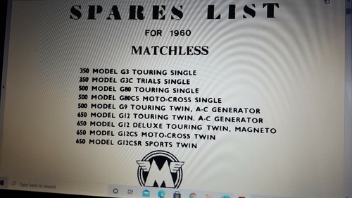 Matchless 1960 parts book - matchless,