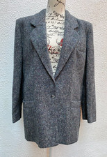 Ladies Burberrys Tweed Blazer 42 UK 14 Medium Grey Wool Single Horse Burbury M