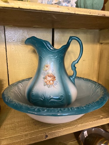 Antique wash bowl and - antique, 15.75"w