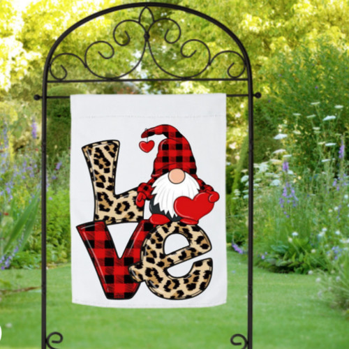 Valentines gnomes garden flag - valentines,