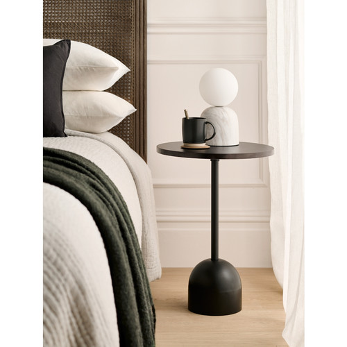 Black marble side table - side,