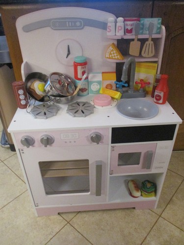 Pink kids wooden play - wooden, kitchen