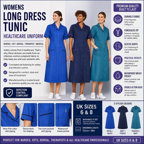 Ladies nurses dress zip front - ladies,